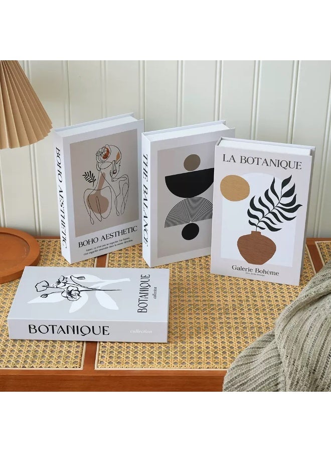 سحر ديكور رمضان | مجموعة كتب زخرفية على الطراز البوهيمي 4 قطع، غلاف مجلد محاكي لعرض فني على الرف، الطاولة وفي ديكور المنزل